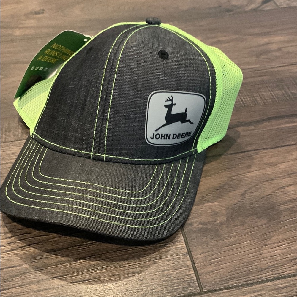 John Deere Charcoal and Lime Green Cap